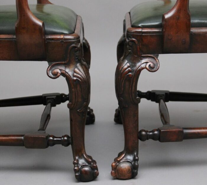 19th century walnut armchairs set of 2 6