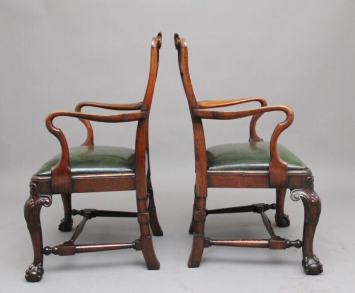 19th century walnut armchairs set of 2 8