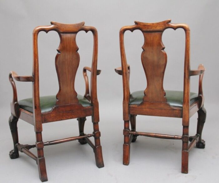 19th century walnut armchairs set of 2 9