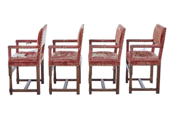 19th century walnut coronation armchairs set of 4 3