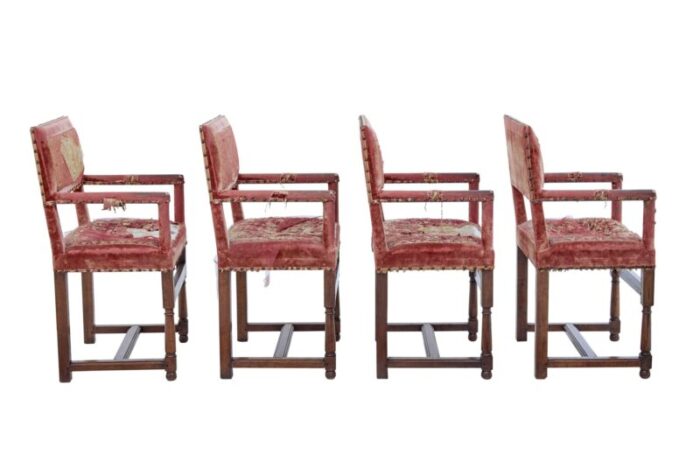 19th century walnut coronation armchairs set of 4 5