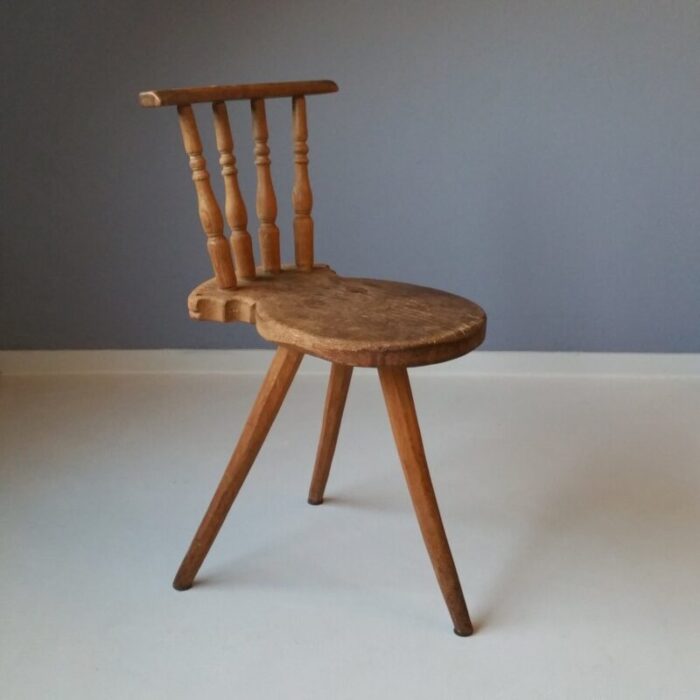 19th century wooden tripod side chair 1