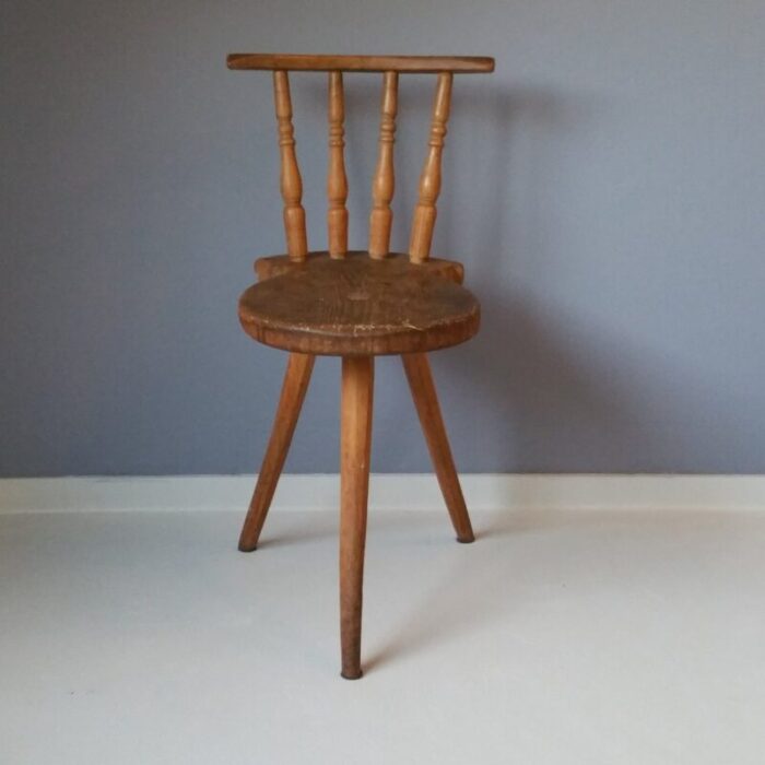 19th century wooden tripod side chair 2