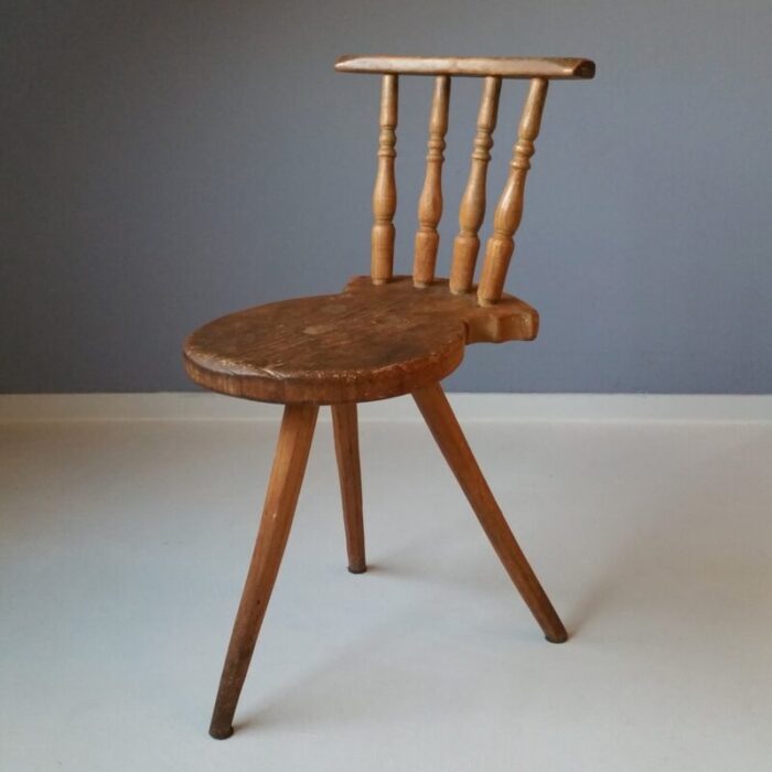 19th century wooden tripod side chair 3