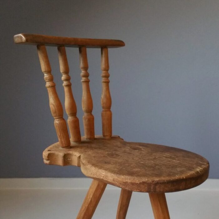 19th century wooden tripod side chair 5