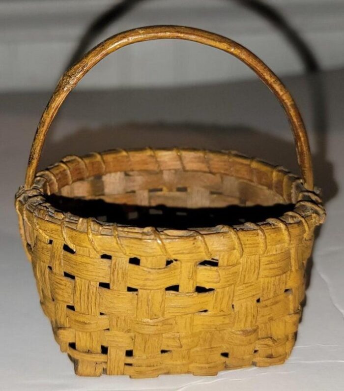 19thc miniature original painted mustard basket 6494