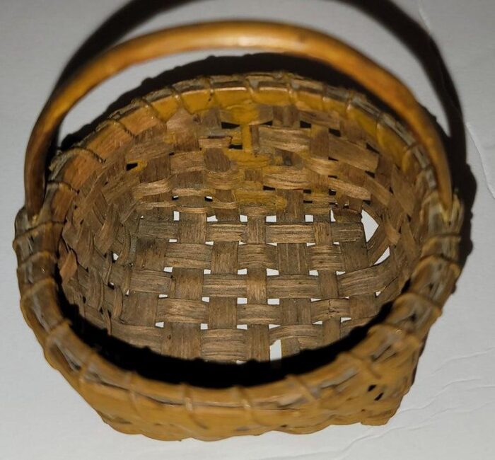 19thc miniature original painted mustard basket 9118