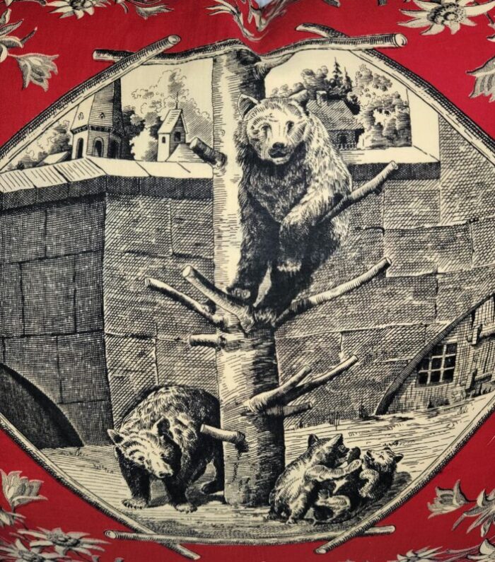 19thc rare bandana with bears pillow 5945