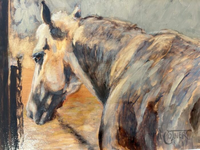 2000s original oil painting pinto shadows 5 equestrian by marlan cotner 9314