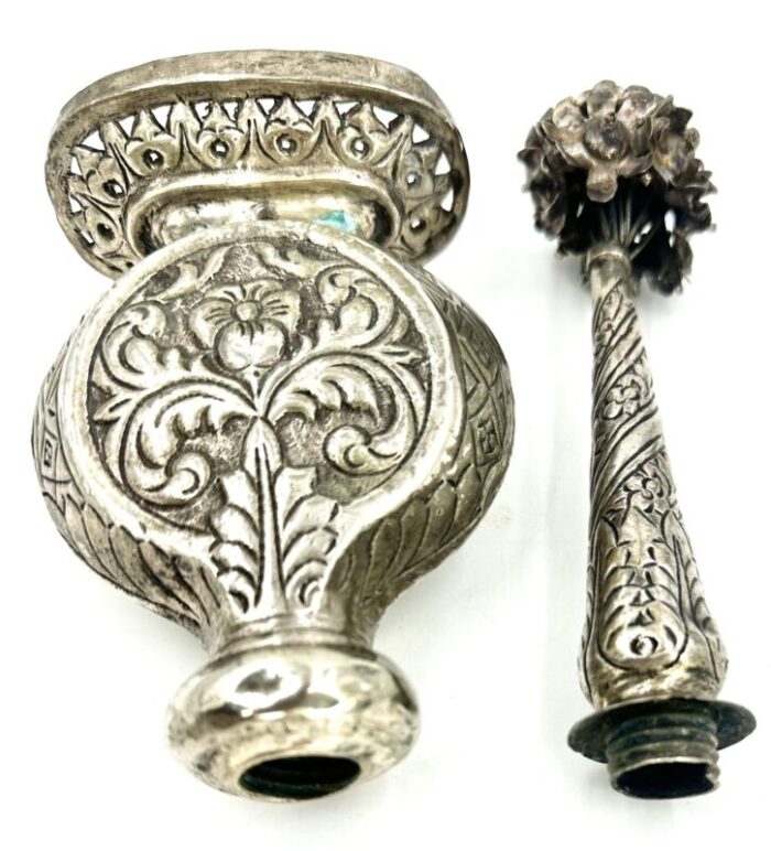 20th c indian silver mughal india rosewater perfume sprinkler spray antique india antique vintage 3867