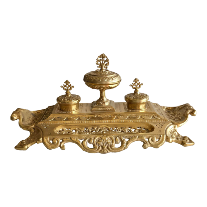 20th century maitland smith gilded french style inkwell 5496