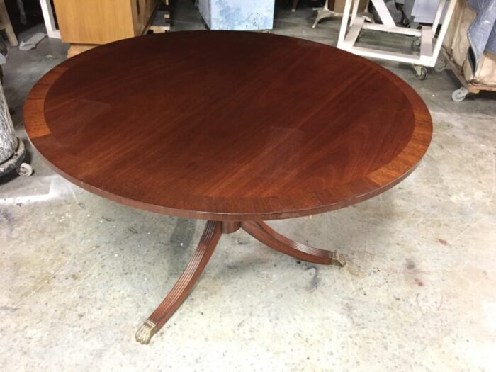 48 round mahogany georgian style accent foyer table by leighton hall showroom sample 6505