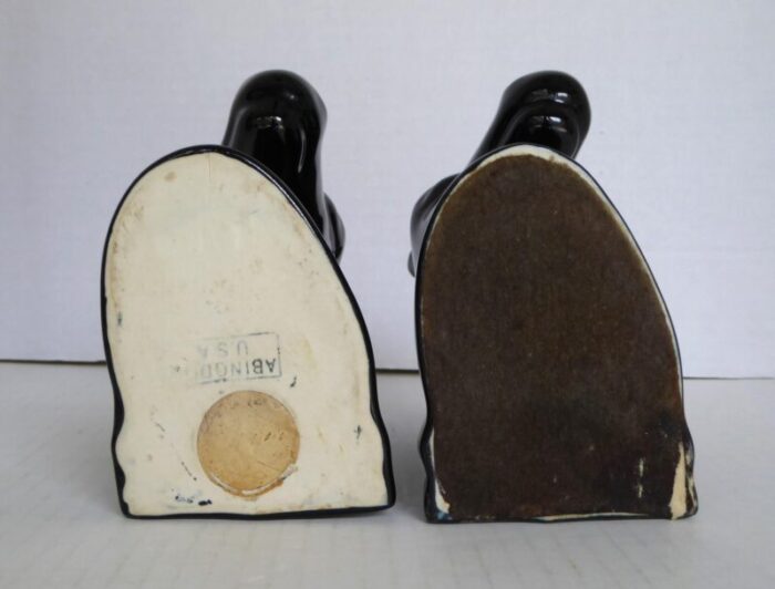 abingdon pottery 1940s mid century modern pair ceramic black horse head bookends a pair 0147