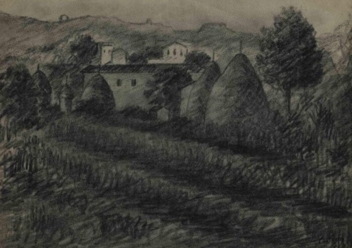 achille lega landscape charcoal drawing 1928 2100