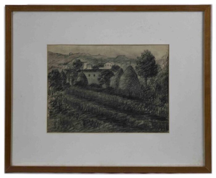 achille lega landscape charcoal drawing 1928 9111