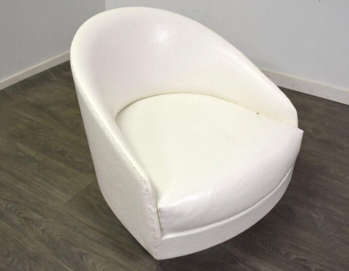 adrian pearsall white and chrome swivel lounge chair 0672 1