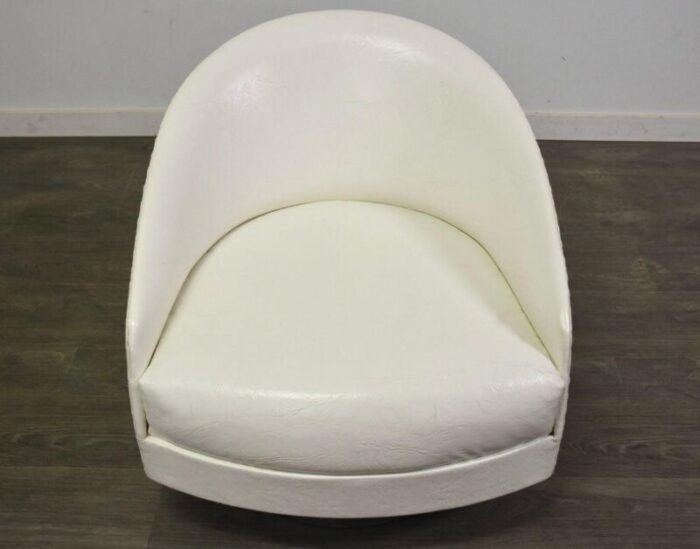 adrian pearsall white and chrome swivel lounge chair 7576