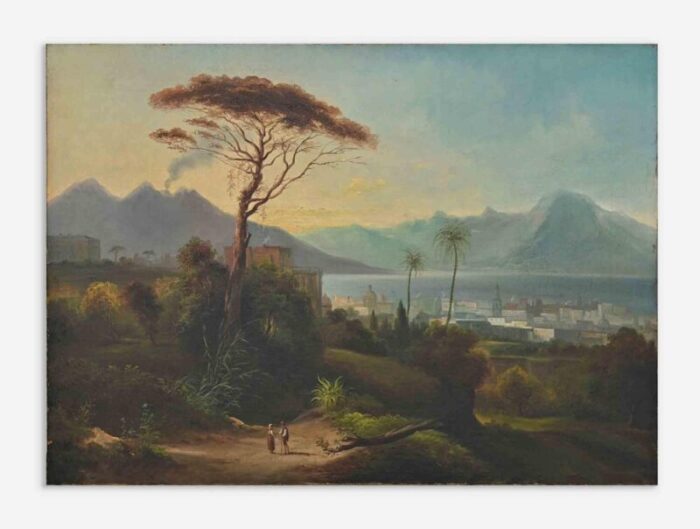 after camillo de vito view of the gulf of naples from capodimonte oil on canvas 19th century 5599