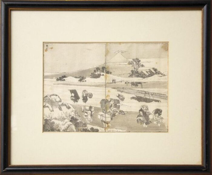 after k hokusai view of mount fuji woodcut 1878 framed 5389