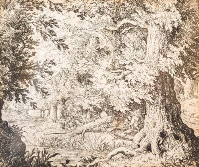 allaert van everdingen the brook in the wood 17 century original etching 4641