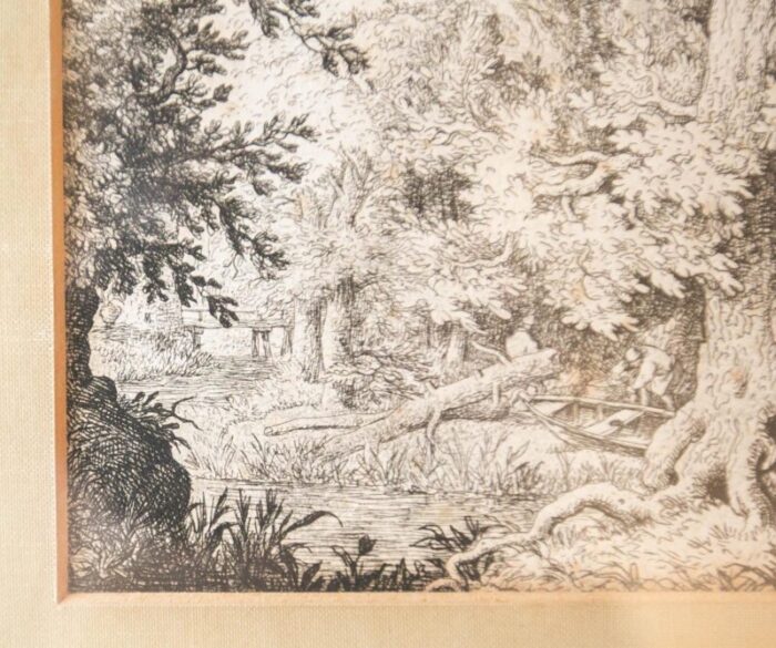 allaert van everdingen the brook in the wood 17 century original etching 5649