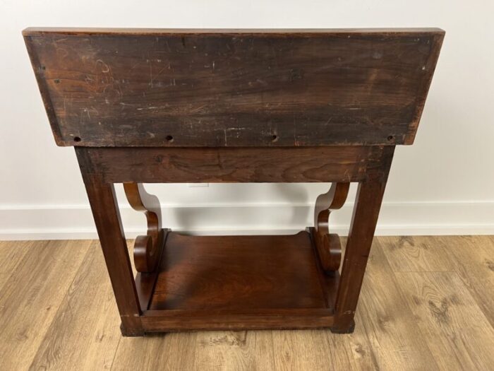 antique 19th century empire mahogany marble top washstand 0036