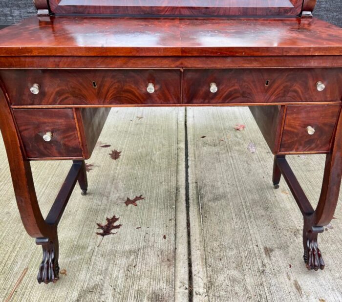 antique 19th century flame mahogany neoclassical empire vanity dresser 4473