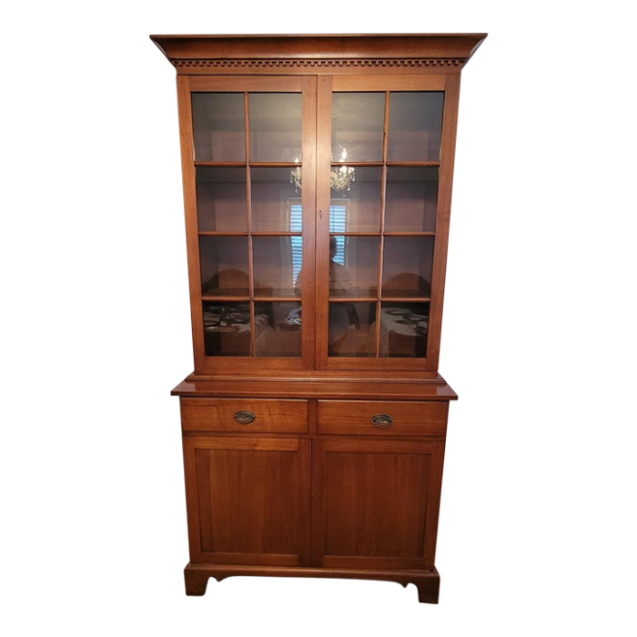 antique american walnut step back cupboard display bookcase china cabinet 3310