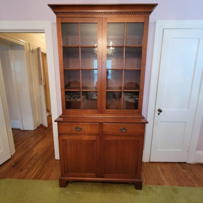 antique american walnut step back cupboard display bookcase china cabinet 5828