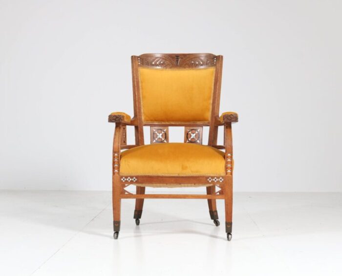 antique art nouveau oak armchairs from h f jansen zonen hofleverancier set of 2 4