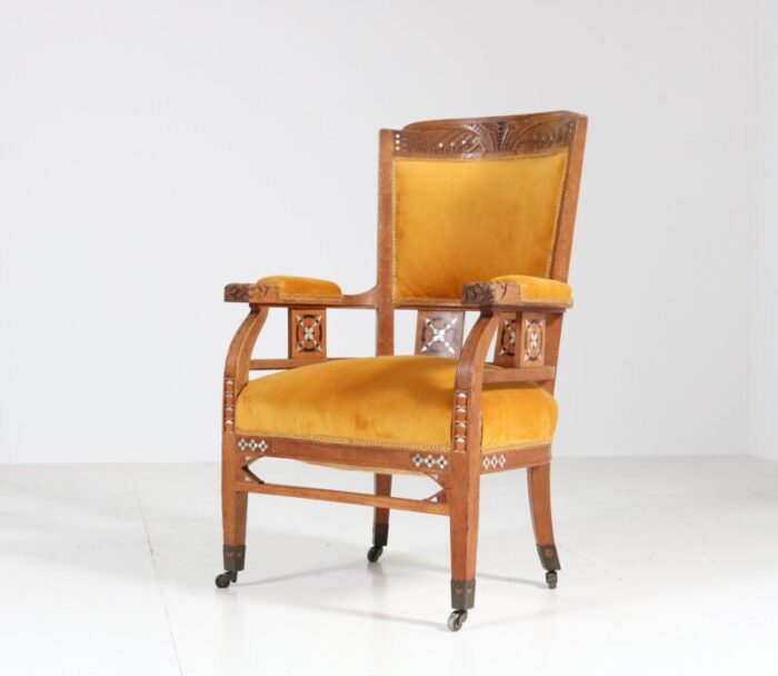 antique art nouveau oak armchairs from h f jansen zonen hofleverancier set of 2 5