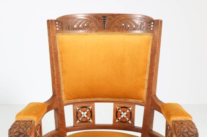 antique art nouveau oak armchairs from h f jansen zonen hofleverancier set of 2 6