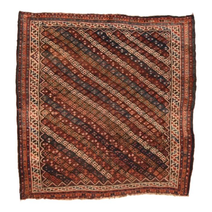 antique bakhtiari rug 66 x 67 0430