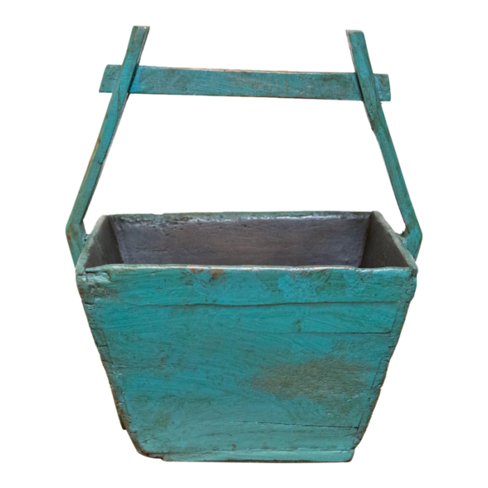 antique blue painted asian basket 6040