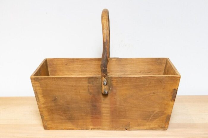 antique elm wood vegetable basket 0880