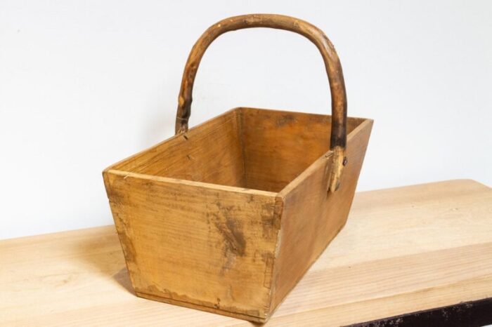 antique elm wood vegetable basket 7852