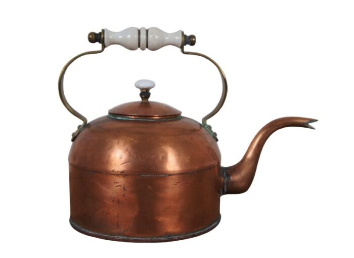 antique english george iii copper gooseneck bird spout coffee tea kettle 9170