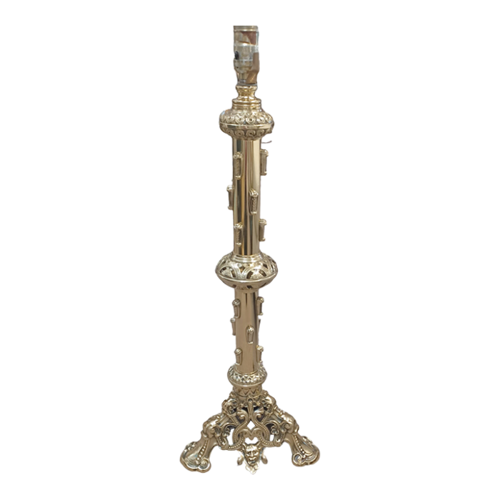 antique english renaissance brass column table lamp 8718