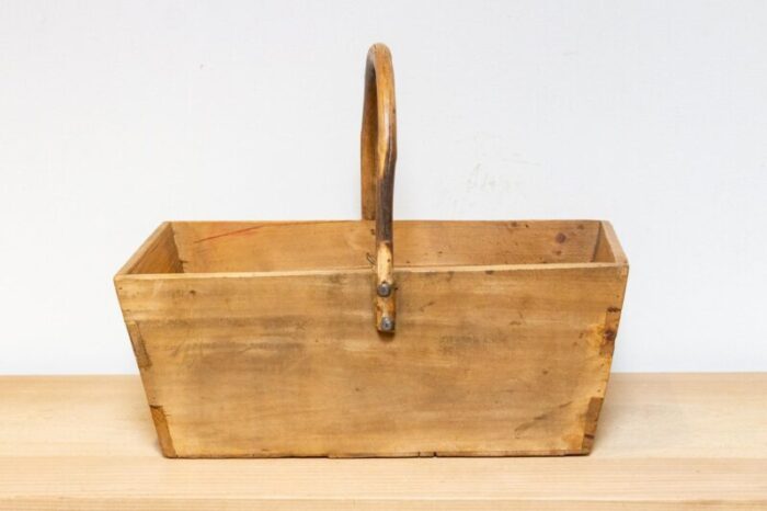 antique english wood carrying basket 2103