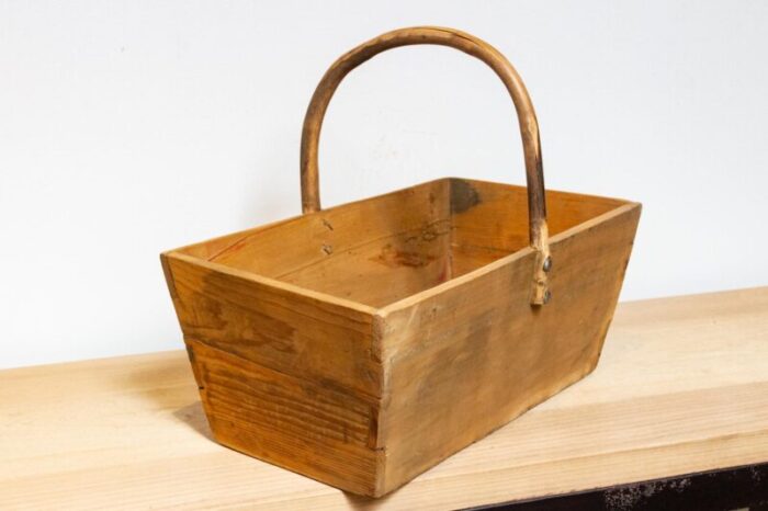 antique english wood carrying basket 4693