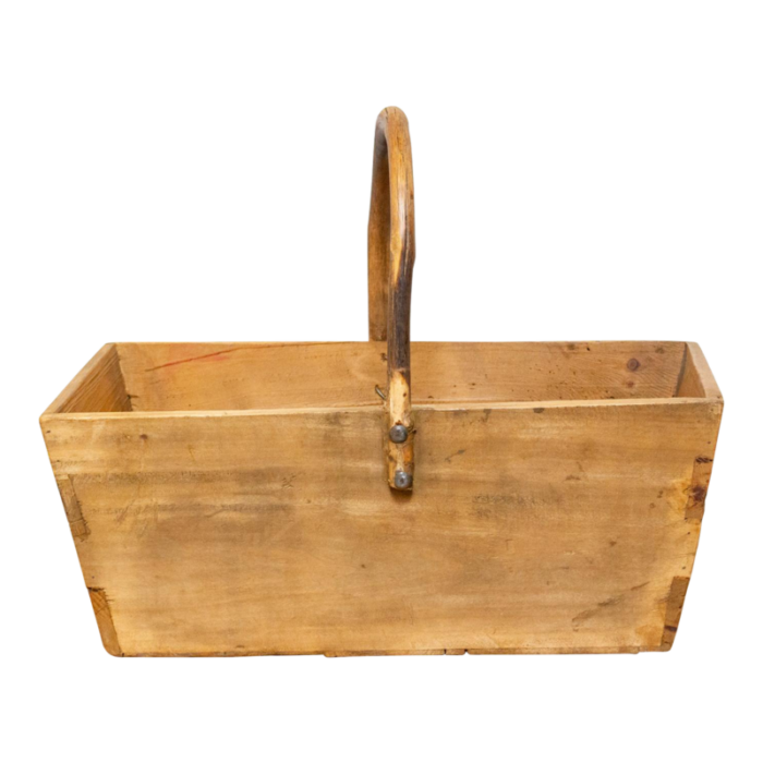 antique english wood carrying basket 8206