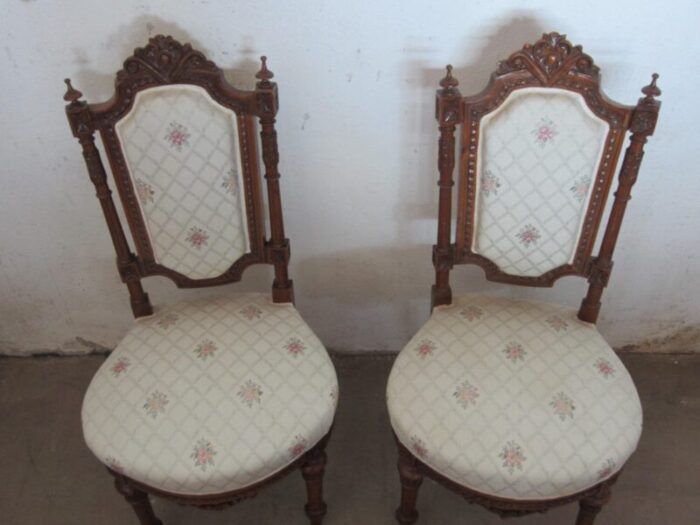 antique french carved walnut dining chairs set of 2 4