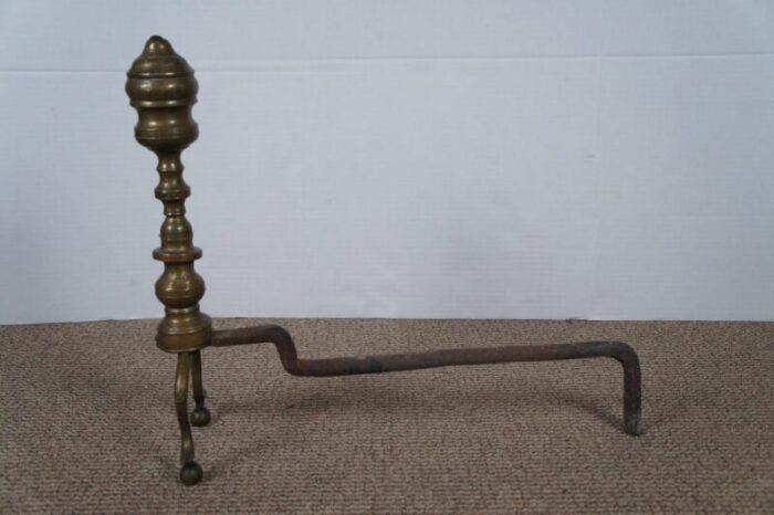 antique georgian colonial revival brass beehive fireplace andirons firedogs a pair 4845