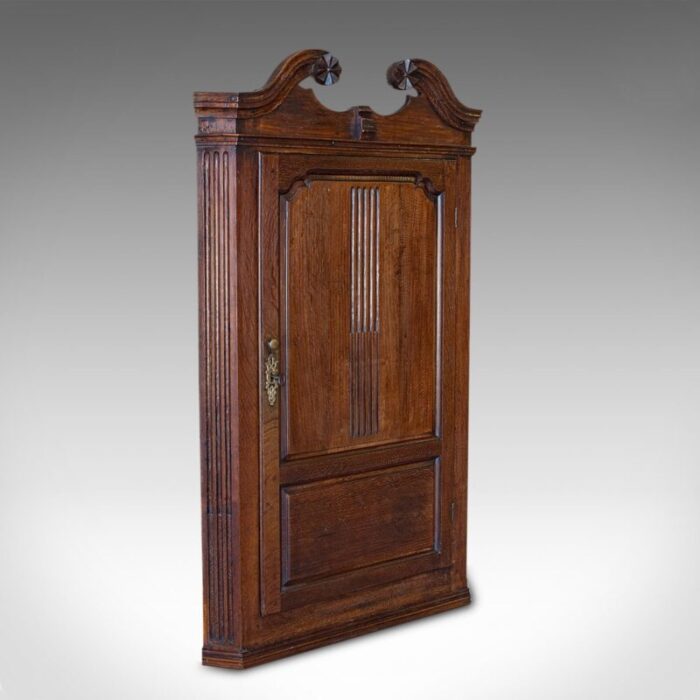 antique georgian english oak corner cabinet 1780s 1