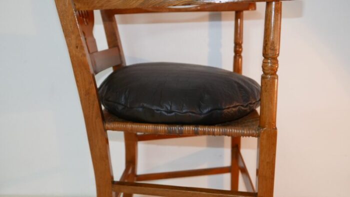 antique jugenstil beech leather stool 6