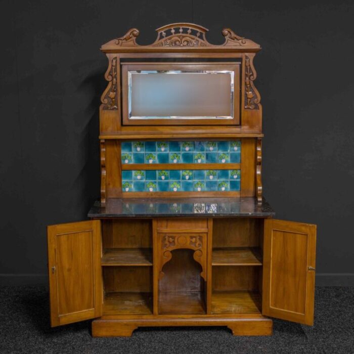 antique late victorian satin walnut washstand 14