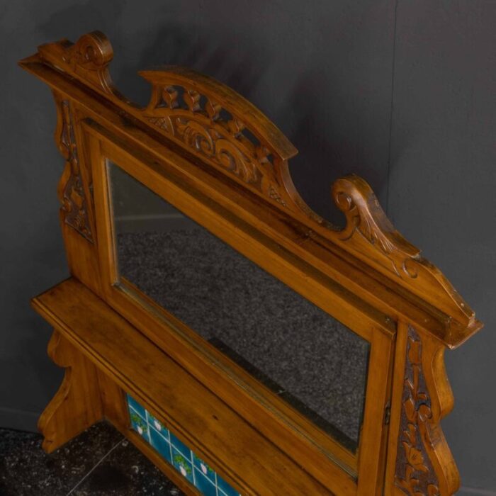 antique late victorian satin walnut washstand 6