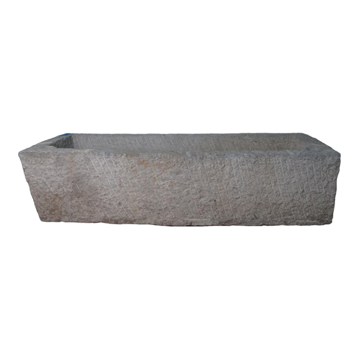 antique long hand chiseled stone trough 1136