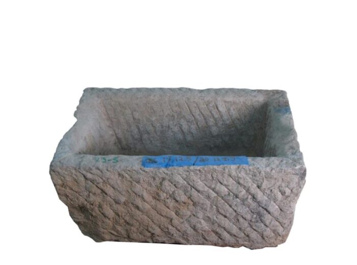 antique long hand chiseled stone trough 3734