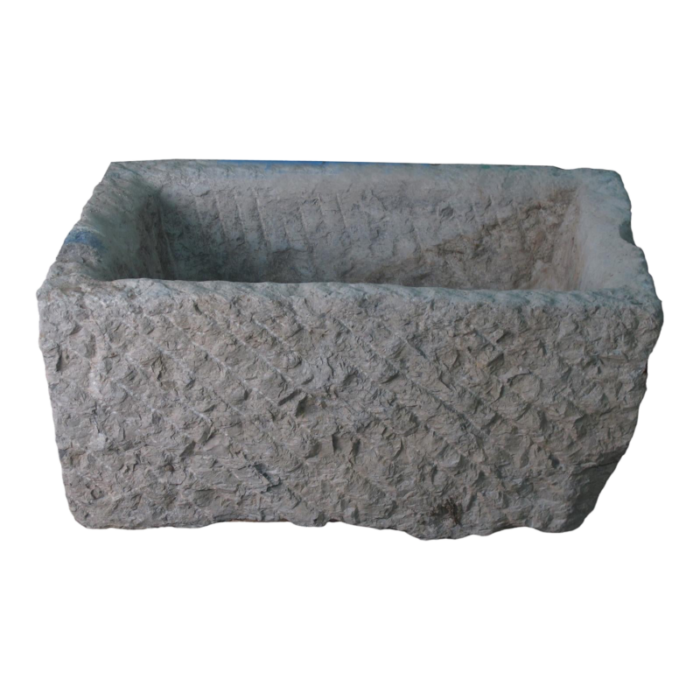 antique long hand chiseled stone trough 6823